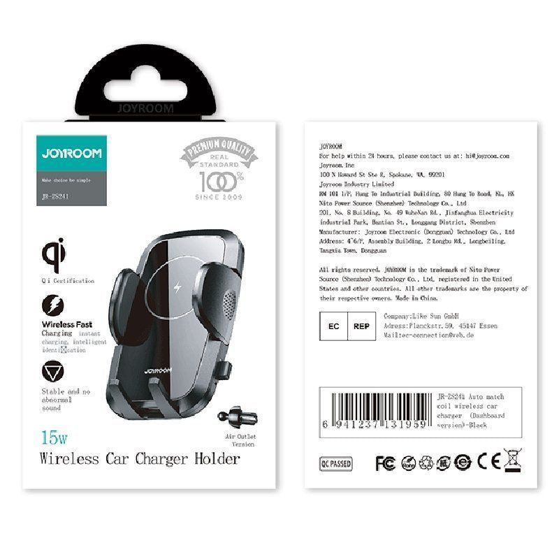 Car charger Joyroom Joyroom car air vent holder Qi wireless charger 15W black (JR-ZS241)