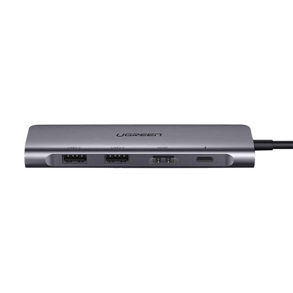 Kaabel Ugreen  Ugreen CM195 6in1 adapter USB-C - HDMI / 2x USB-A 3.0 / USB-C PD / SD / TF reader - gray