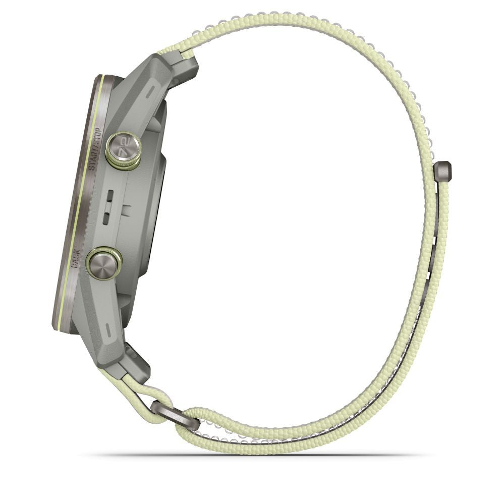 Nutikell Garmin  Approach S72 47mm Silver/Citron Ti Bezel with Fog Grey/Citron ComfortFit Fabric Band