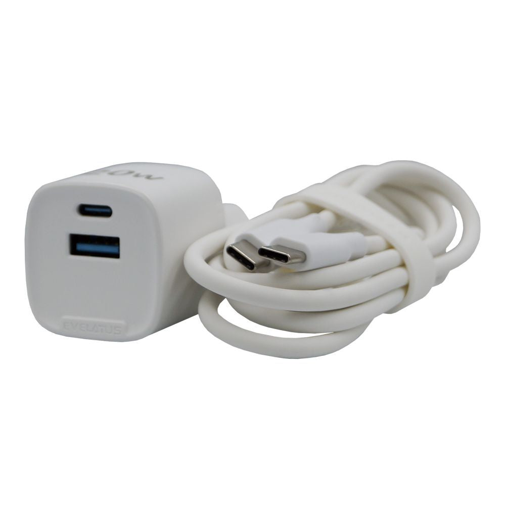 Адаптер Evelatus  FusionChage Wall Charger Bundle 20W Power Adapter - 60W USB-C to USB-C Silicone Cable White