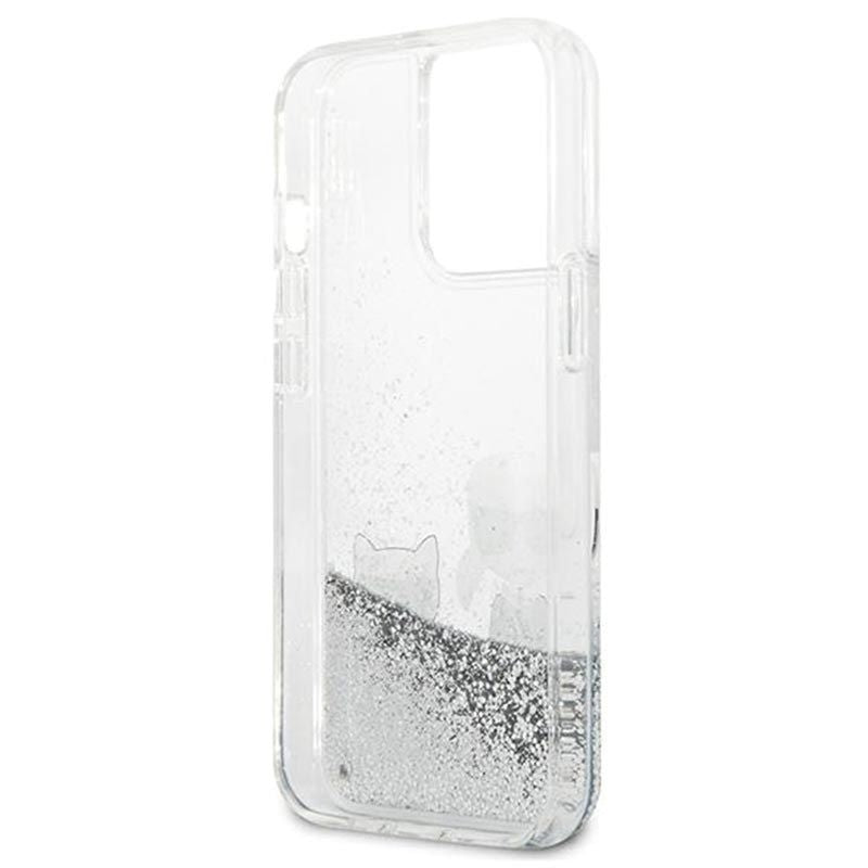 Back panel cover Karl Lagerfeld Apple iPhone 13 Pro Liquid Glitter Choupette Case Silver