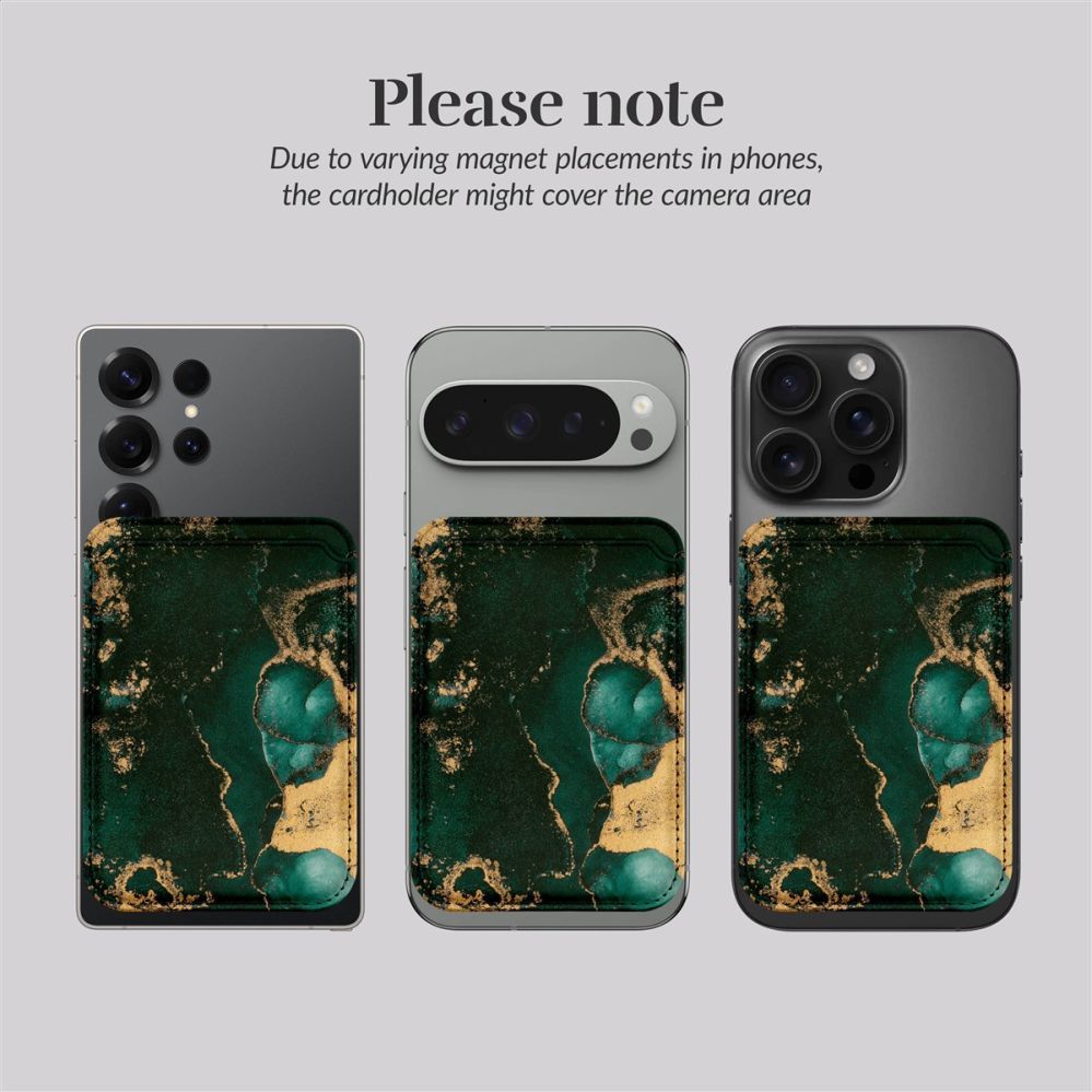 Back panel cover Mio  MIO Green Marble Magsafe Case Compatible Card Holder