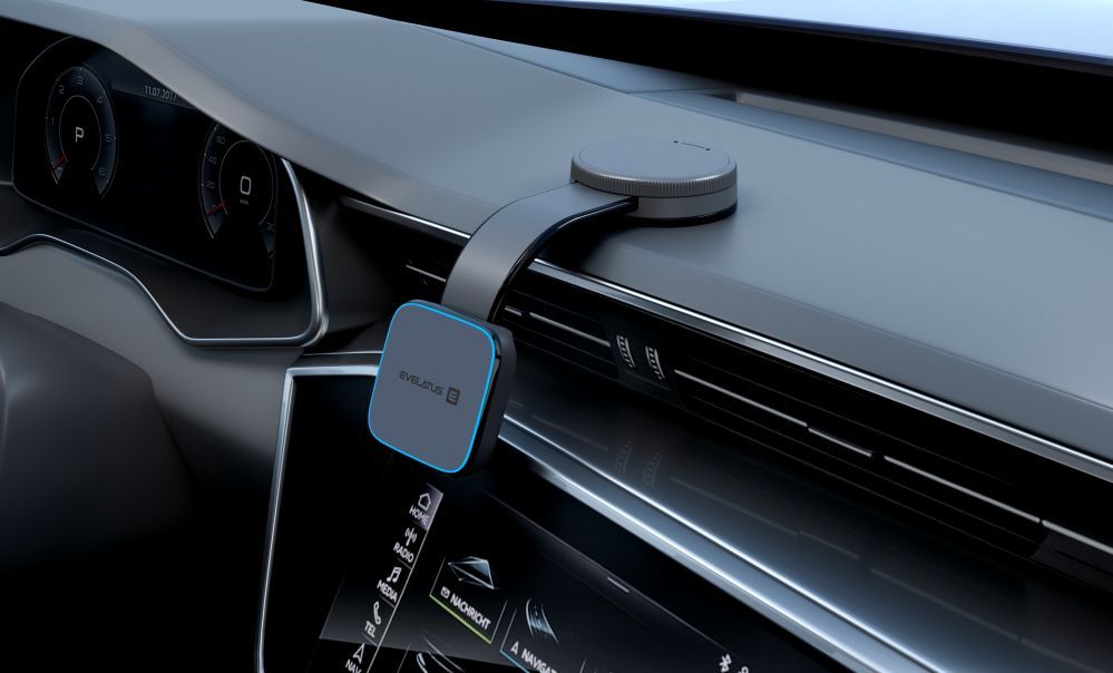 Autolaadijad Evelatus  MagSafe Qi wireless charging magnetic bendable 360 Swivel suction cup mount (for Car dashboard/Car windscreen) Black
