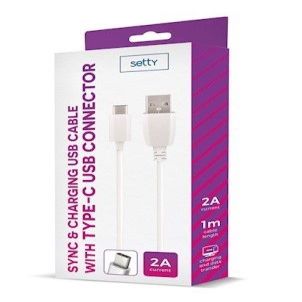 Cable Setty Universal USB Type-C Cable 1m 2A White