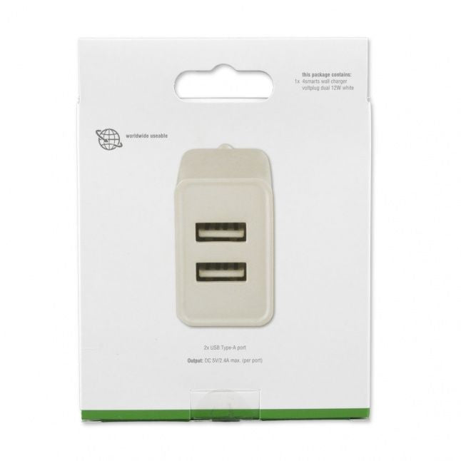 Adapter 4smarts Wall Charger (without cable) VoltPlug Dual 12W, white
