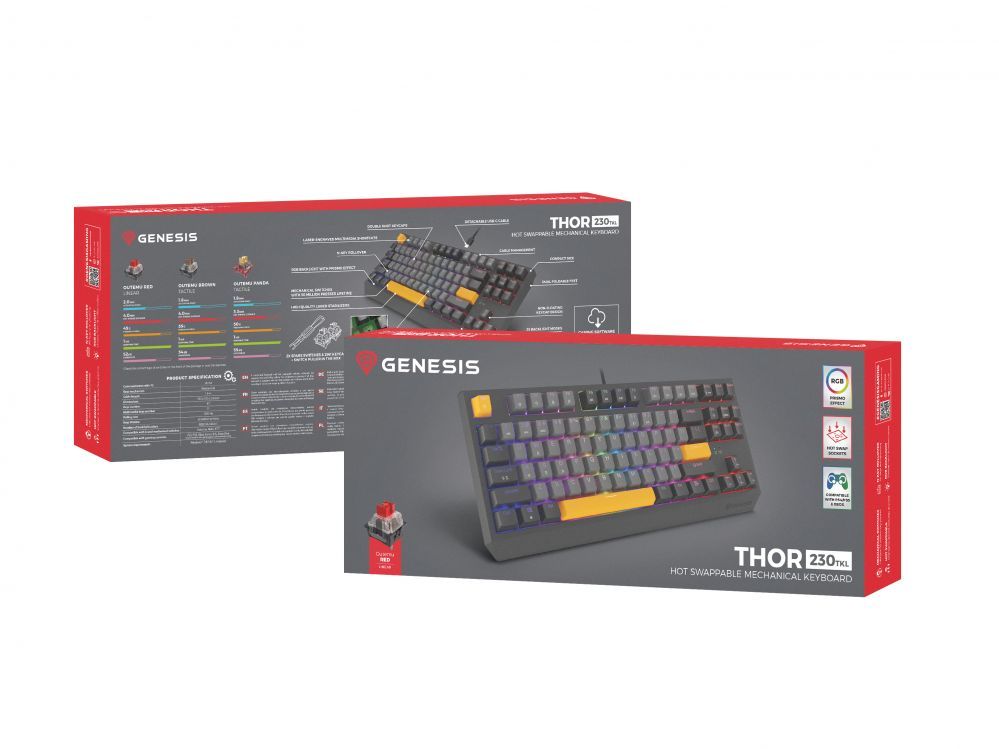 Компьютерная клавиатура Genesis  THOR 230 | Mechanical Gaming Keyboard | Wired | US | Anchor Gray Negative | USB Type-A | Outemu Red