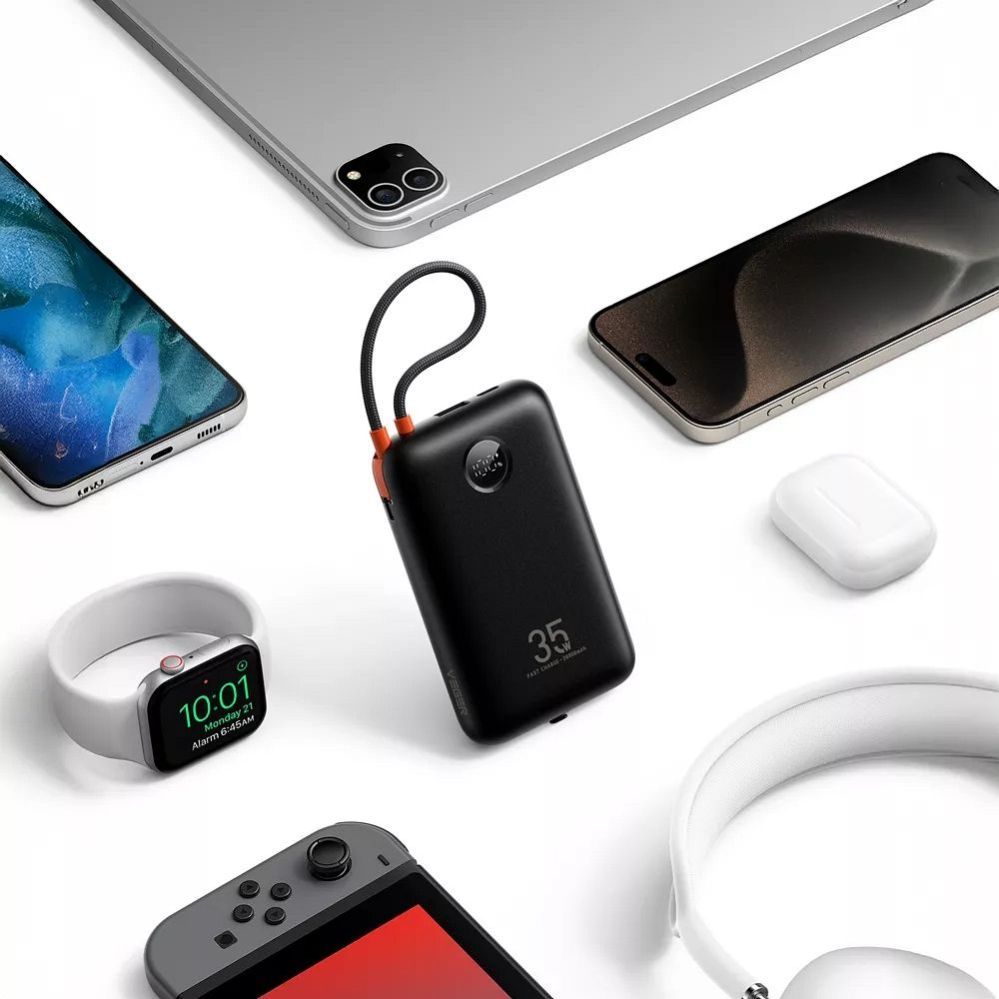 Väline aku Veger  Powerbank Veger K2 (W2068) PD QC3.0 35W 20000 mAh with built-in Type C cables / Lightning black