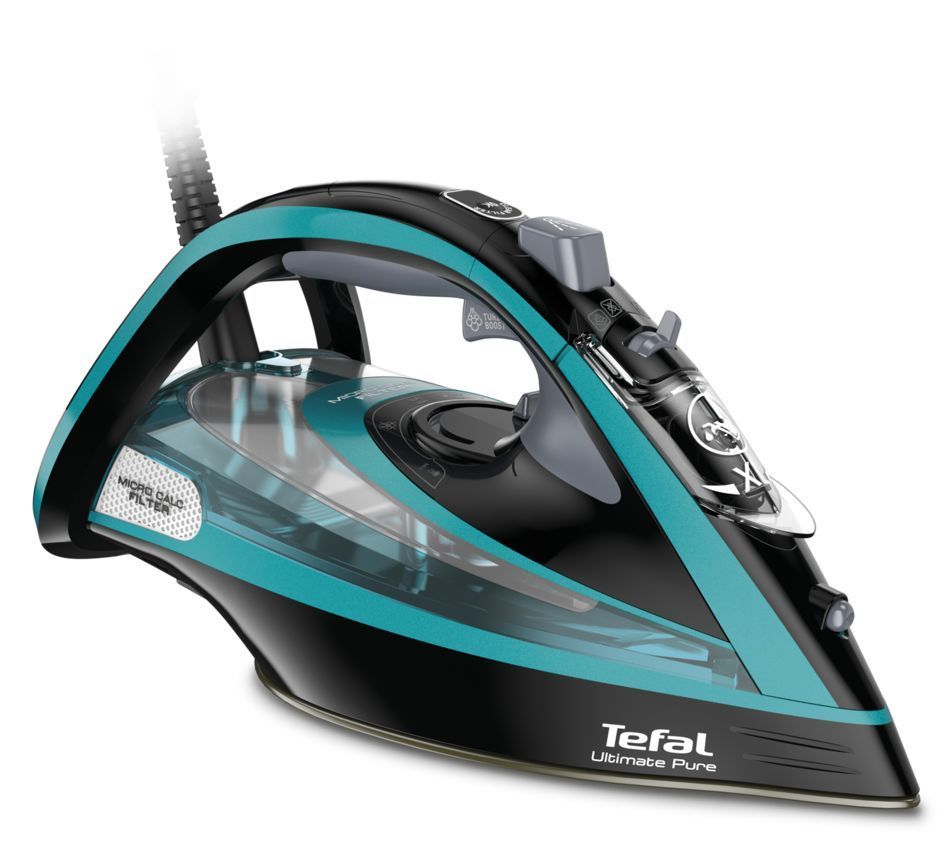 Tefal Iron | Ultimate Pure FV9844E0 | Steam Iron | 3200 W | Water tank capacity 350 ml | Continuous steam 60 g/min | Steam boost 250 g/min | Blue/Black