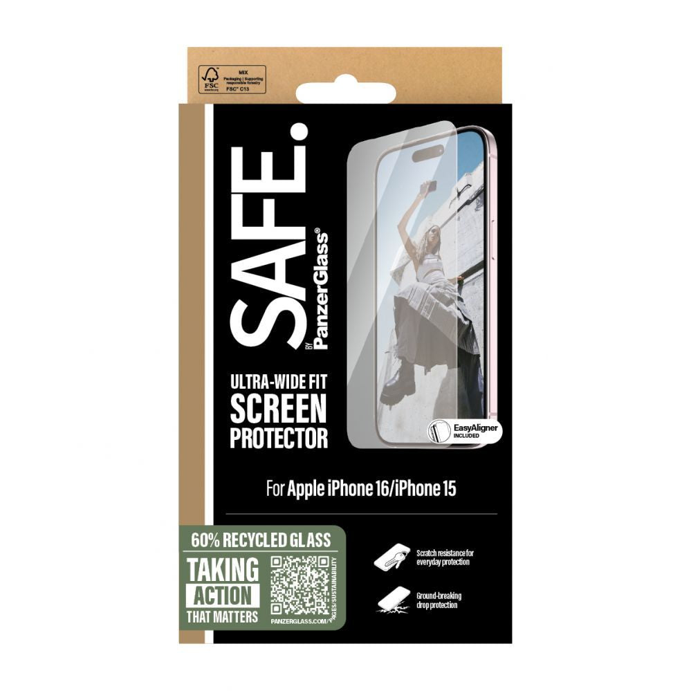 Чехол на заднюю панель PanzerGlass  SAFE by  Screen Protector iPhone 16 | Ultra-Wide Fit |