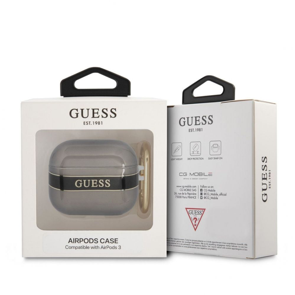 Чехол для наушников Guess Apple Airpods 3 TPU Printed Stripe Case Black