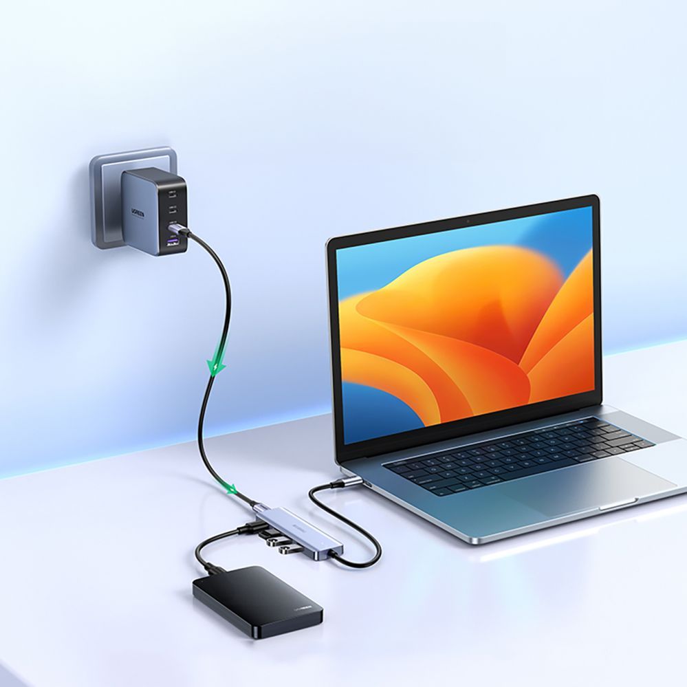 Kaabel Ugreen  HUB Ugreen CM219 35574 with 4 USB-A 3.0 ports and USB-A 3.0 cable 1m - black