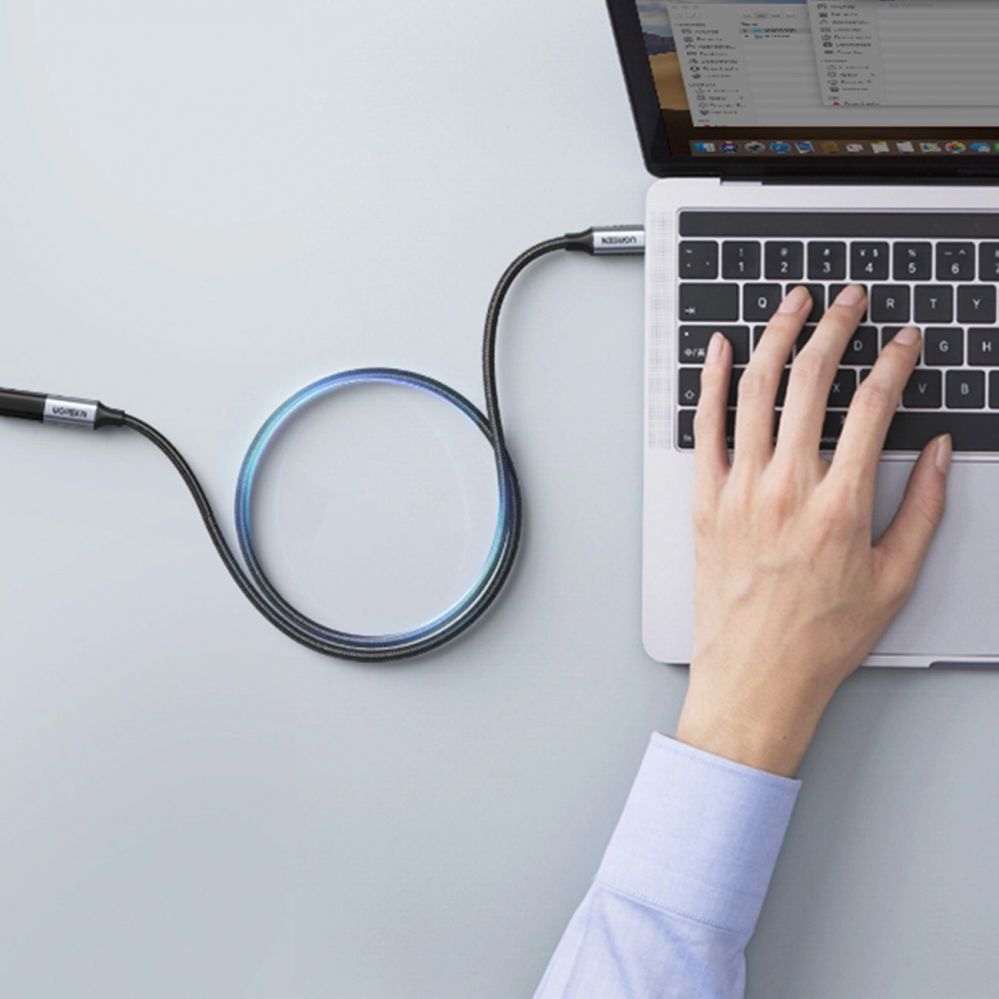 Кабель Ugreen  Ugreen US372 80810 USB-C - USB-C PD QC cable 100W 5A 10Gbps 0.5m - gray