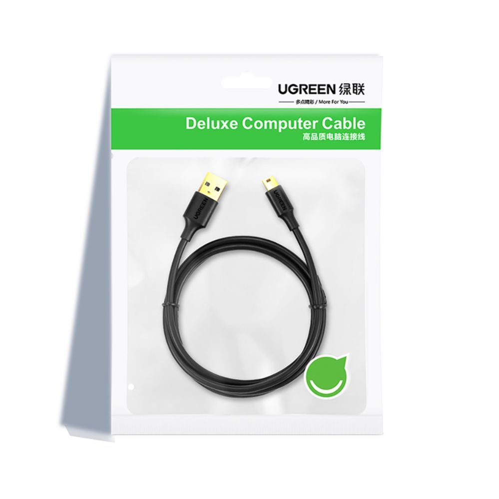 Кабель Ugreen  5 pin gold-plated USB cable - mini USB 0.5m black (US132)
