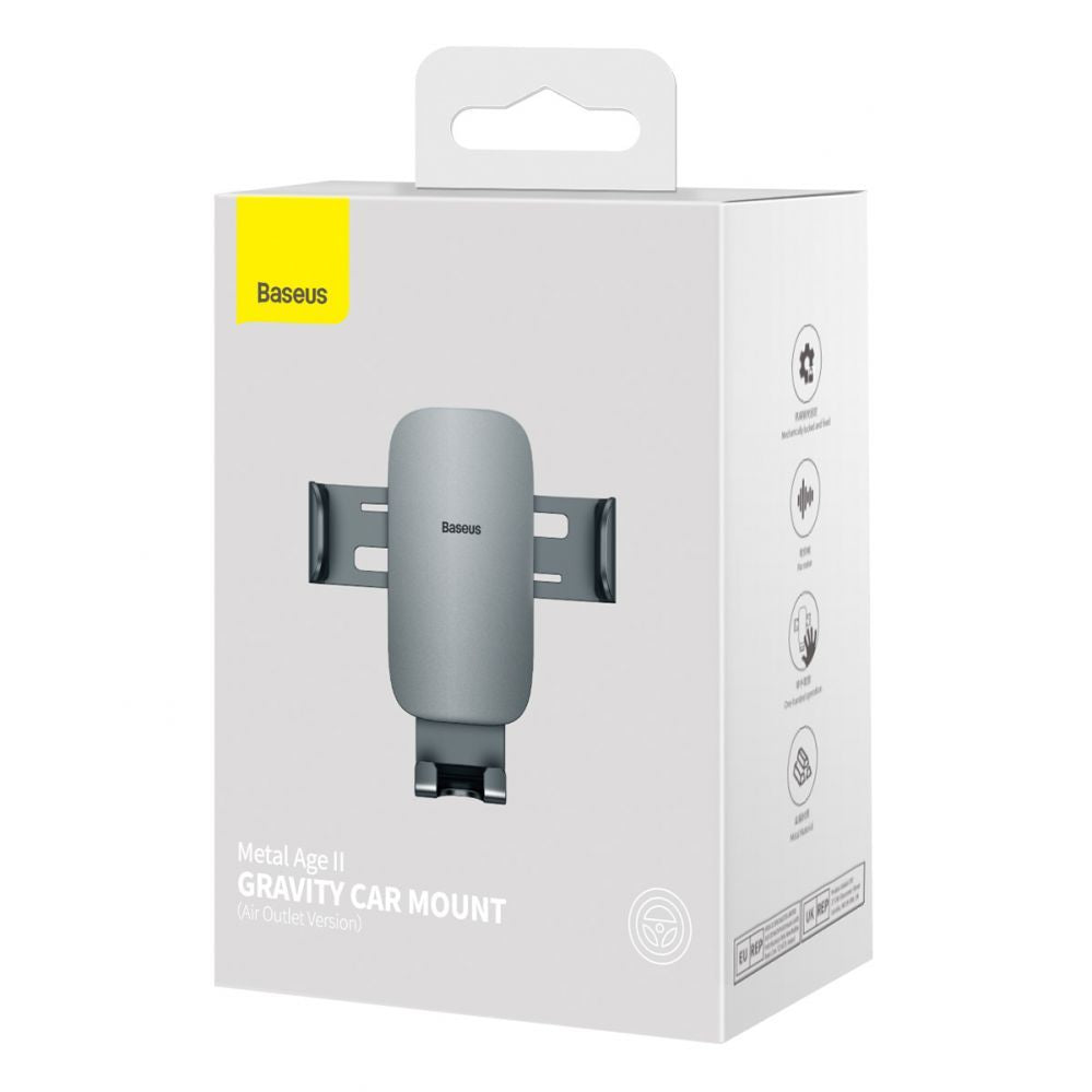 Automaatne hoidja Baseus  Baseus Metal Age II gravitational car phone holder for ventilation grille dark gray (SUJS000013)