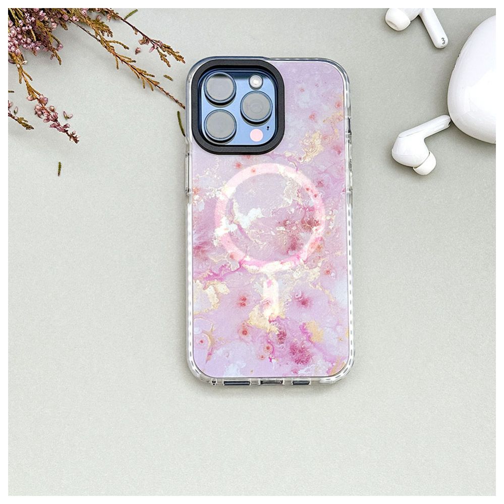 Back panel cover Evelatus Apple iPhone 15 Pro Max PC+TPU With MagSafe Customized Print Pink
