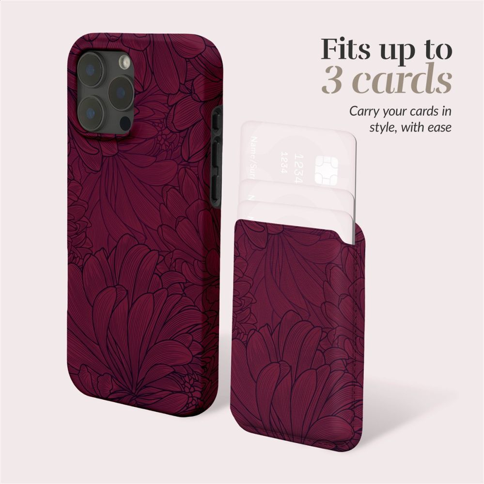 Back panel cover Mio  MIO Berry Blooms Magsafe Case Compatible Card Holder