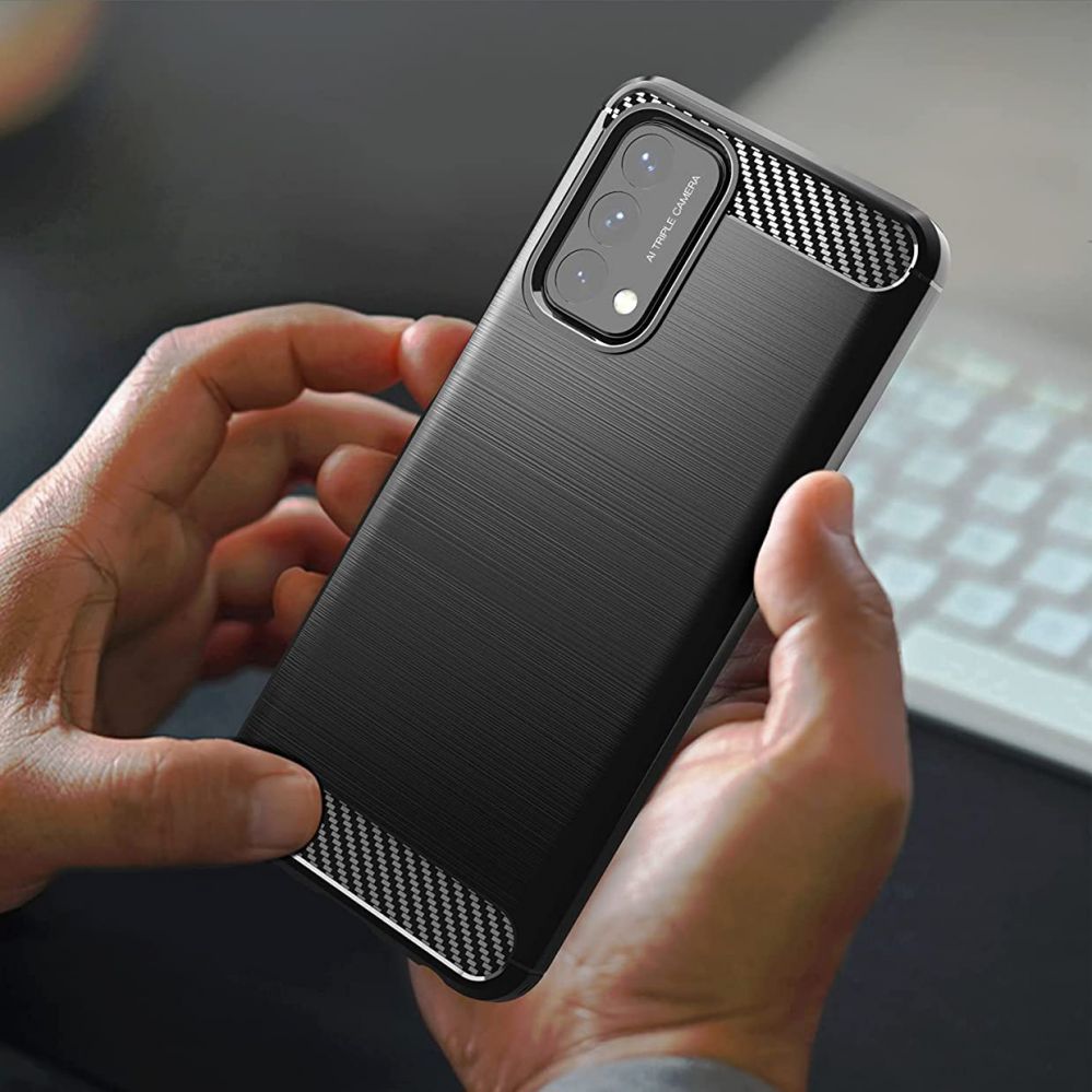 Tagakaaned Hurtel  Carbon Case Flexible cover for OnePlus Nord N200 5G black