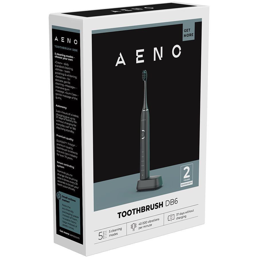 Muud kaubad AENO  AENO Sonic Electric Toothbrush DB6: Black, 5 modes, wireless charging, 46000rpm, 40 days without charging, IPX7
