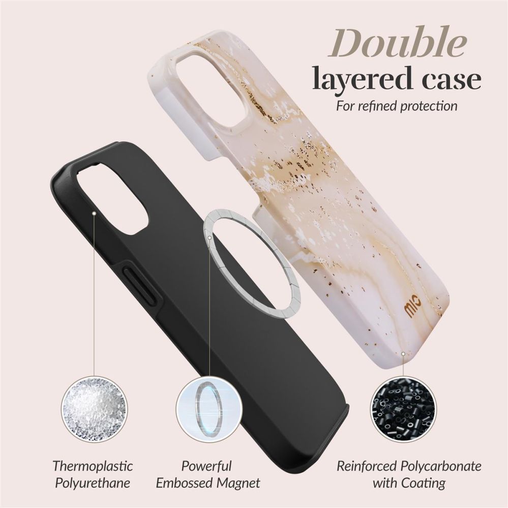 Tagakaaned Mio  MIO Gold Marble Magsafe Compatible for iPhone 13/14/15