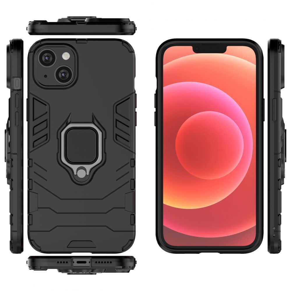 Чехол на заднюю панель Hurtel - Ring Armor case for iPhone 14 Plus armored cover magnetic holder ring black