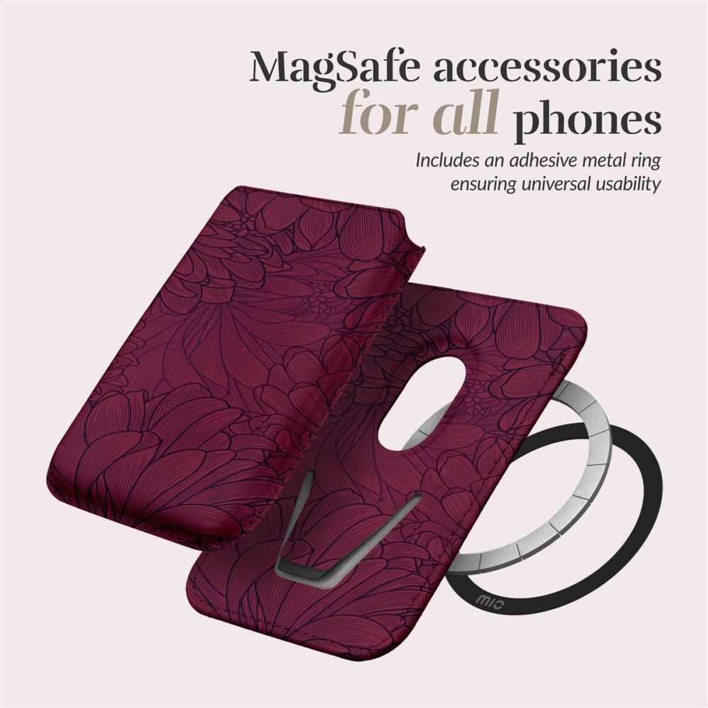Back panel cover Mio  MIO Berry Blooms Magsafe Case Compatible Card Holder