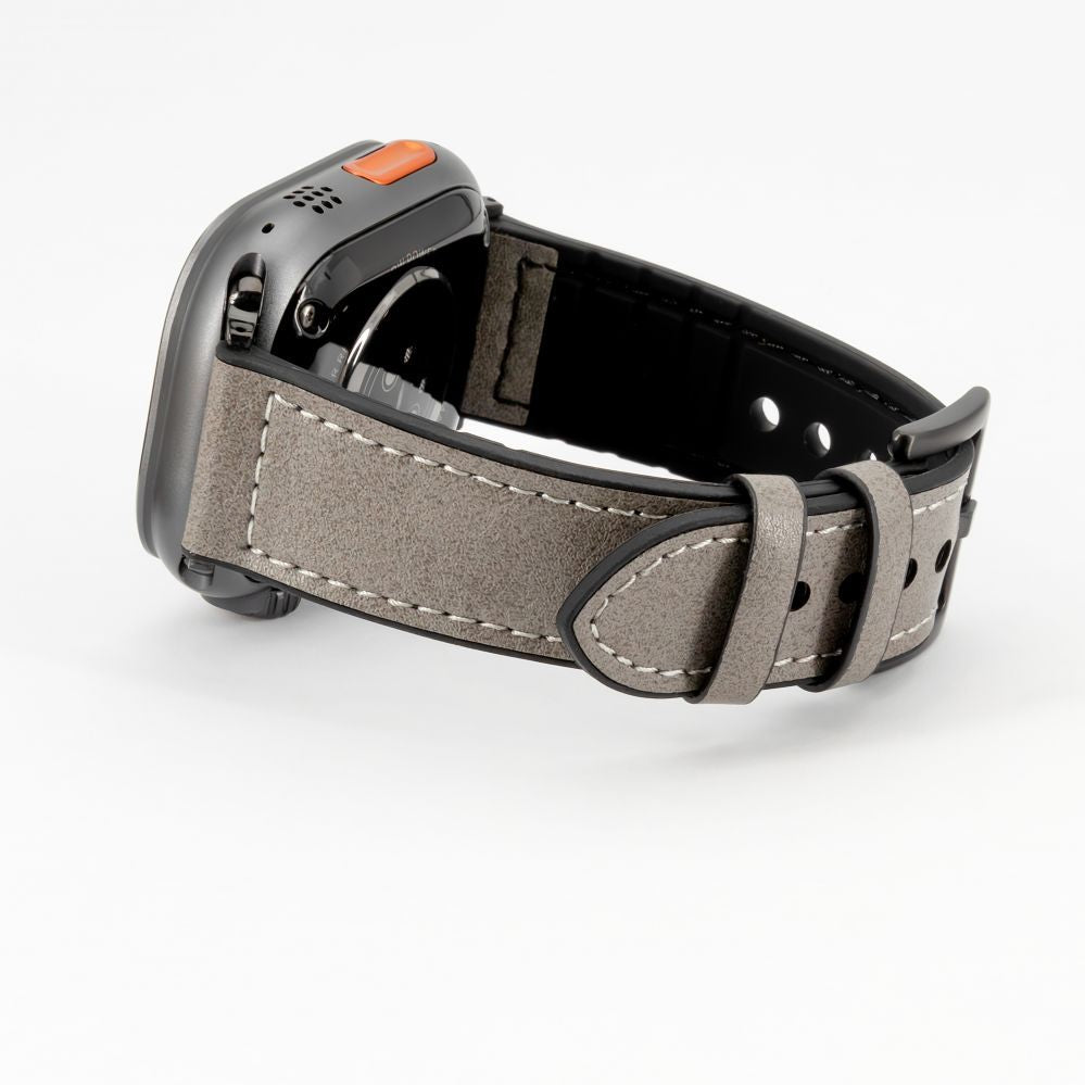 Rihm Connect  Watch 38/40/41mm Silicone patch Leather Watch Strap (132mm M/L) Silver