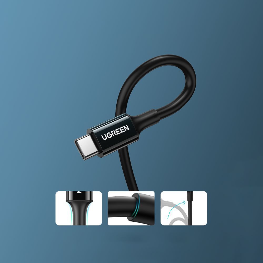 Kaabel Ugreen  US300 USB-C / USB-C cable 480Mb/s 5A 1m Black