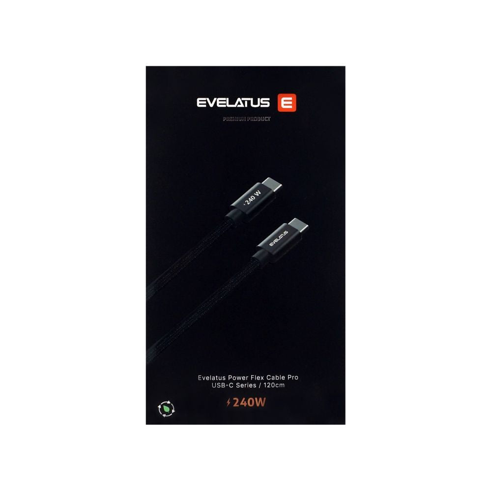 Kaabel Evelatus  Flex Cable Pro USB 2.0 Type C to Type C 1.2M 240W 5A Black