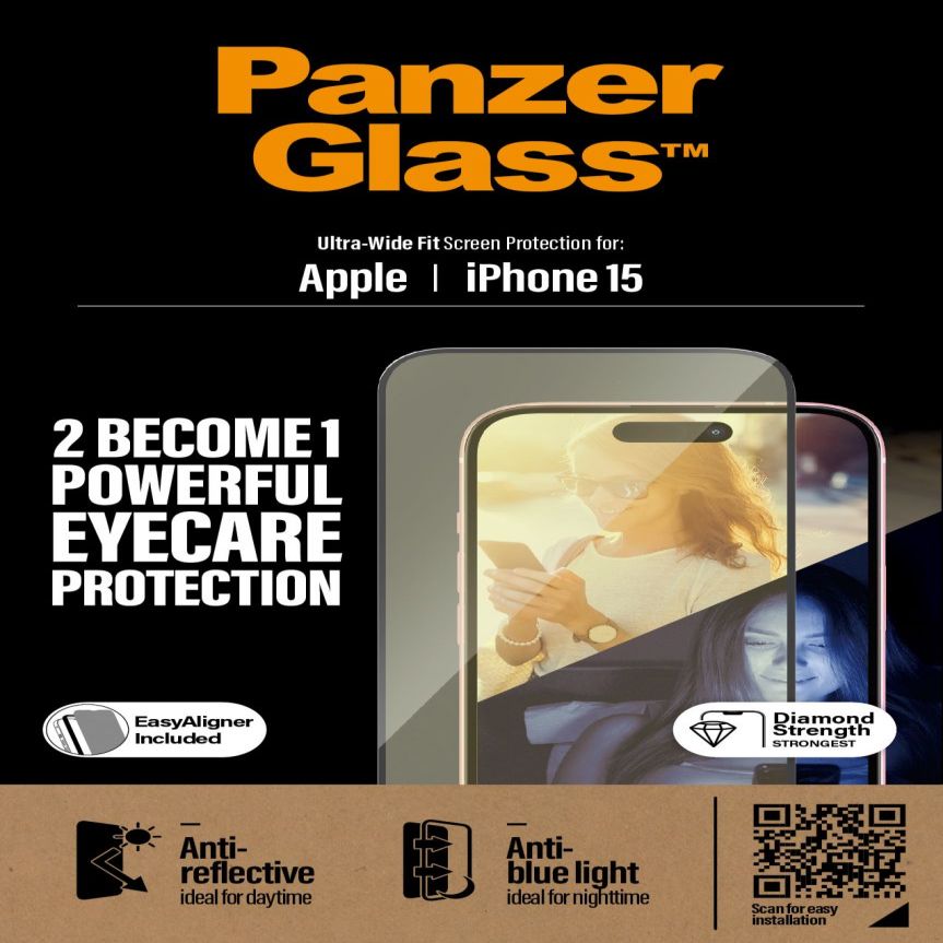 Tagakaaned PanzerGlass  Eyecare Screen Protection iPhone 2023 6.1 | Ultra-Wide Fit w. EasyAligner
