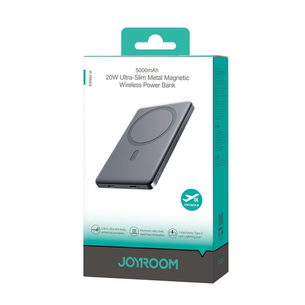 Väline aku Joyroom  Powerbank Joyroom JR-PBM08 5000mAh 20W ultra-thin with inductive charging - gray