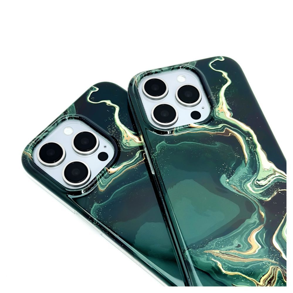 Tagakaaned Evelatus Apple iPhone 15 Pro PC Customized Print Design Marble Dark Green