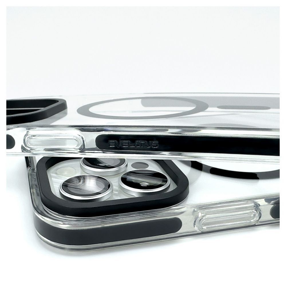 Back panel cover Evelatus Apple iPhone 15 Pro Max Clear Case PC+TPU With MagSafe Transparent Black
