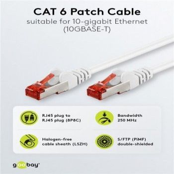 Kaabel Goobay  GB CAT6 VERKKOKAAPELI, S/FTP, VALKOINEN, 5M, LSZH