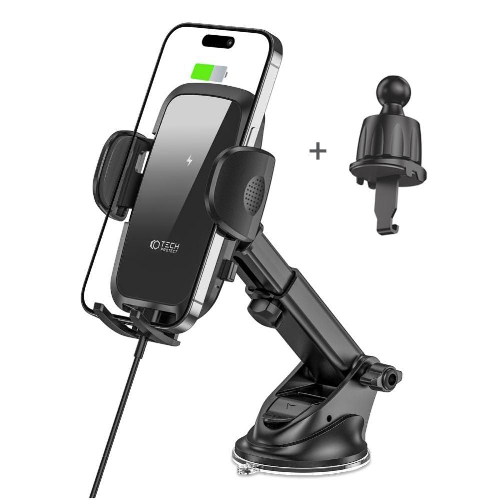 Авто держатель Tech-Protect Universal Tech-Protect CM15W-V1 Car Phone Holder with 15W Inductive Charger for Cockpit/Air Vent - Black Black