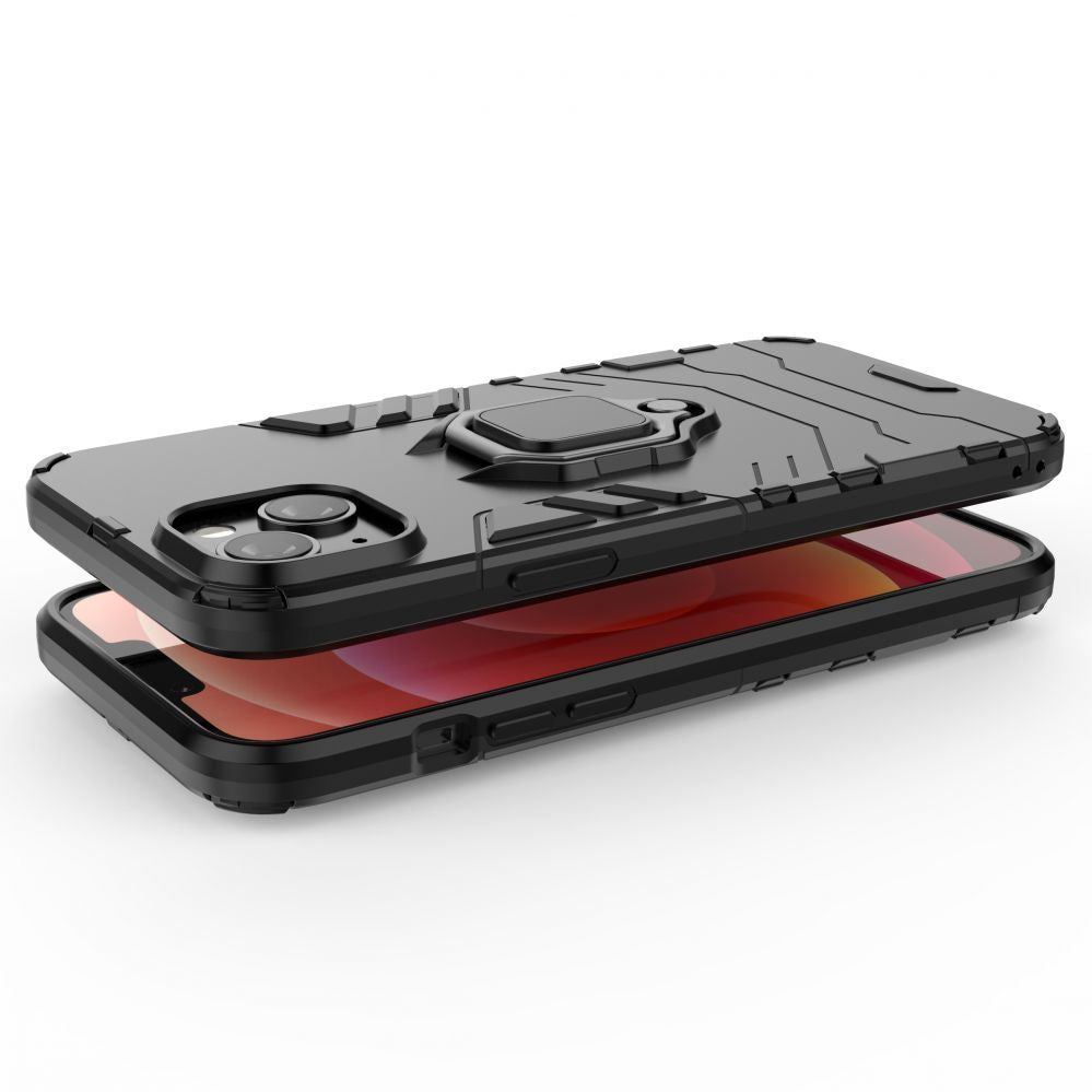 Чехол на заднюю панель Hurtel - Ring Armor case for iPhone 14 Plus armored cover magnetic holder ring black