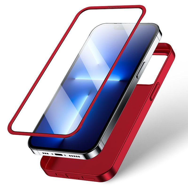 Чехол на заднюю панель Joyroom - Joyroom 360 Full Case front and back cover for iPhone 13 Pro Max + tempered glass screen protector red (JR-BP928 red)