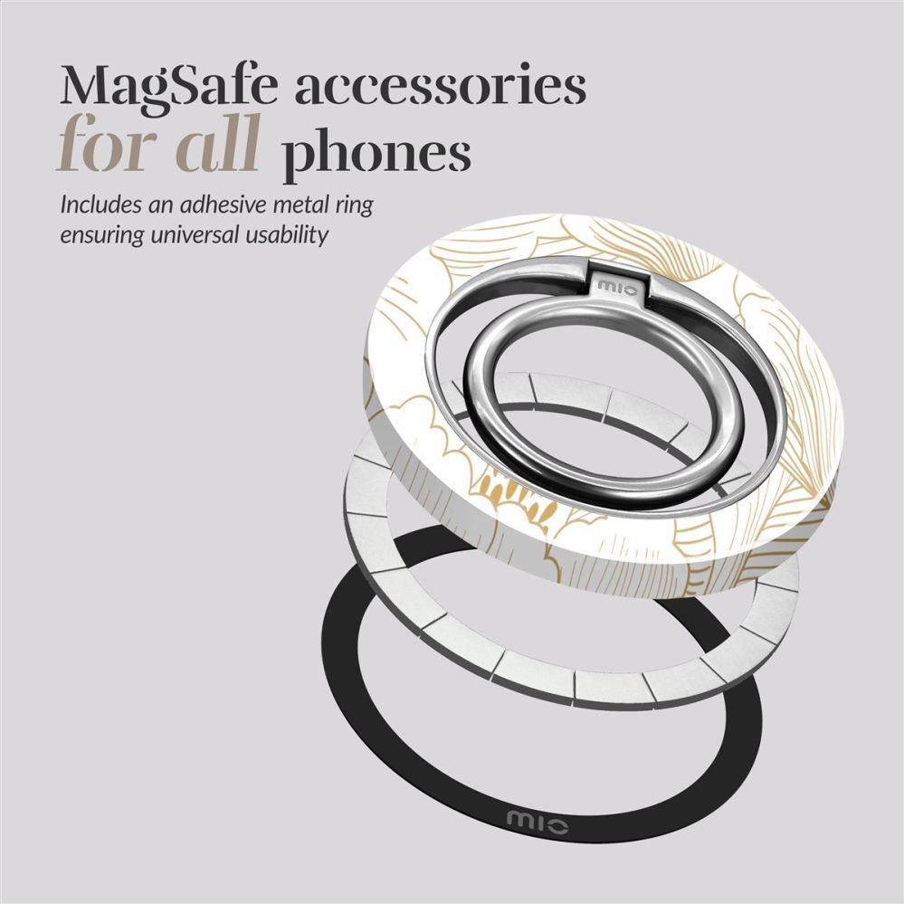 Tagakaaned Mio  MIO White Roses Magsafe Case Compatible Ring Holder