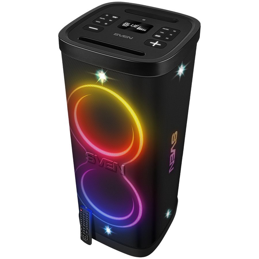 Bluetooth speakers Sven  Speaker Party Box SVEN PS-1250, black (300W, TWS, IPx4, Bluetooth, FM, USB, microSD, LED-display, 13500mAh)