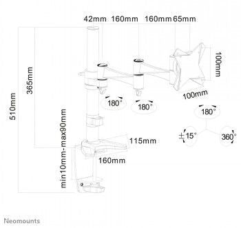 TV bracket NEOMOUNTS BY NEWSTAR  NEWSTAR FLAT SCREEN DESK MOUNT (CLAMP/GROMMET) 10-30" SILVER