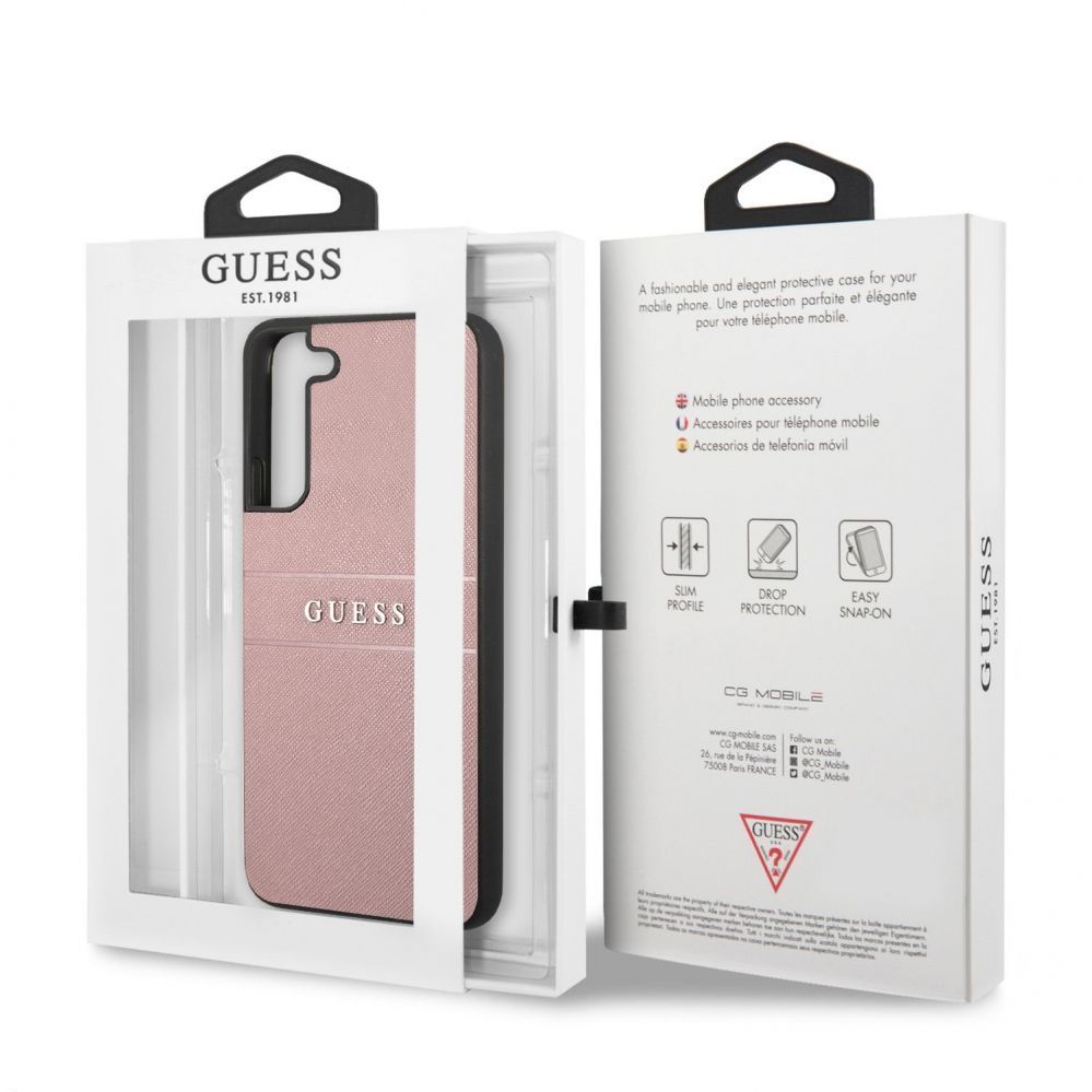 Tagakaaned Guess Samsung Samsung S22 Plus PU Leather Saffiano Case Pink