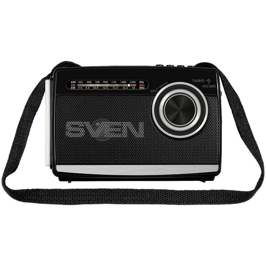 Record players Sven  Speaker SVEN SRP-155, black (3W, Bluetooth, FM/AM/SW, USB, microSD, flashlight, battery)