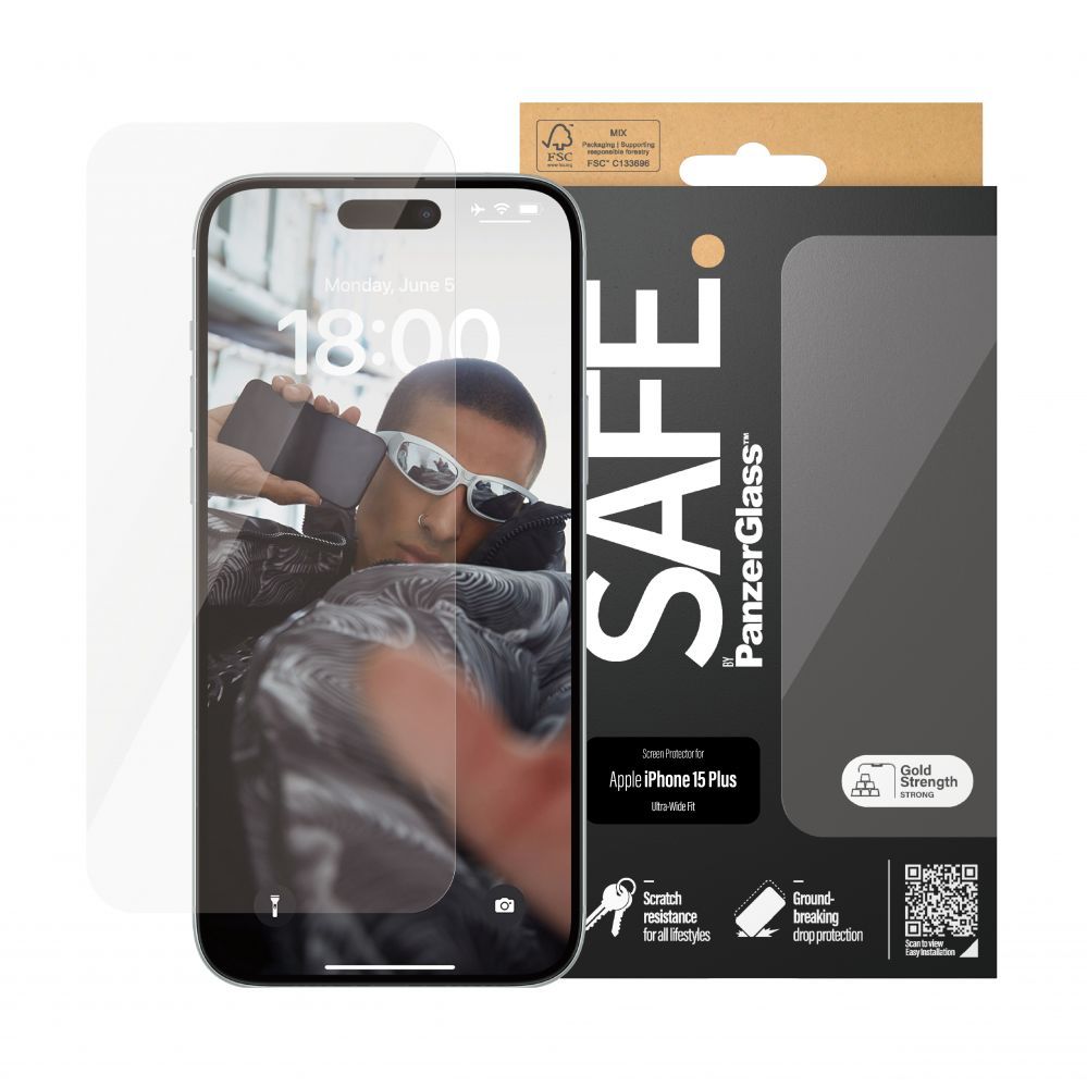 Чехол на заднюю панель PanzerGlass  SAFE. Screen Protector Iphone15 PLUS Ultra-Wide Fit