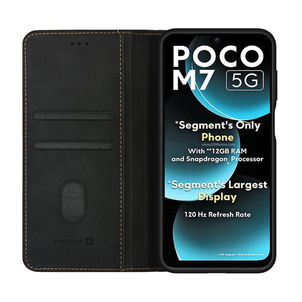 Kaaned - kaaned Evelatus Xiaomi Poco M7 Book Case Folio Black