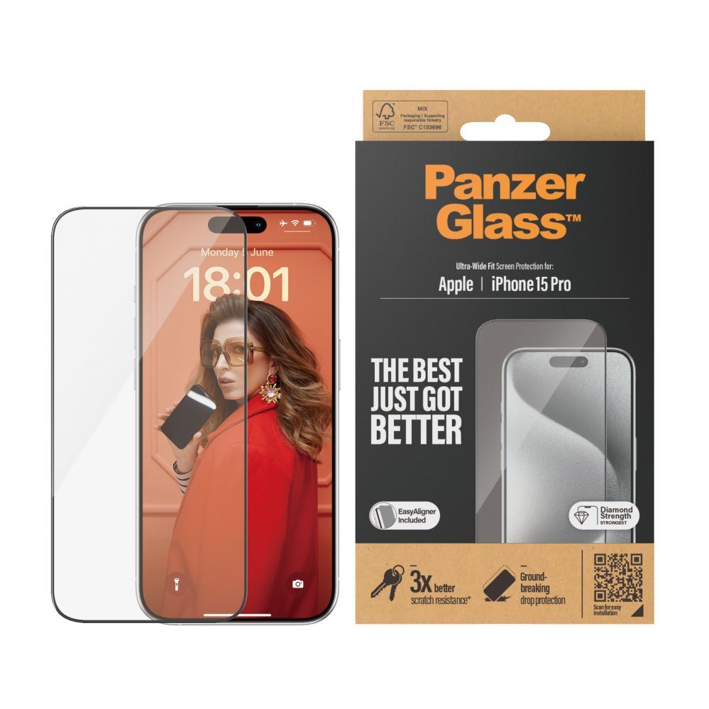 Чехол на заднюю панель PanzerGlass  Screen Protector iPhone 2023 6.1 Pro | Ultra-Wide Fit w. EasyAligner