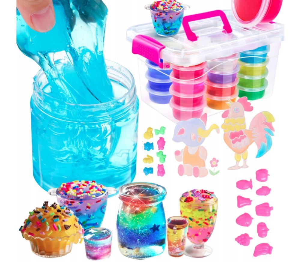 Toys Kiddyz  DIY SLIME FACTORY: LARGE SET WITH GLITTER AND FIGURINES FOR MAKING SLIME