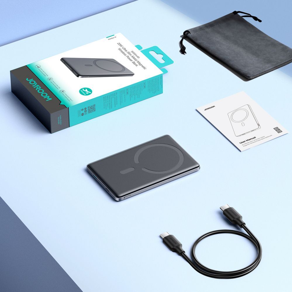 Väline aku Joyroom  Powerbank Joyroom JR-PBM08 5000mAh 20W ultra-thin with inductive charging - gray