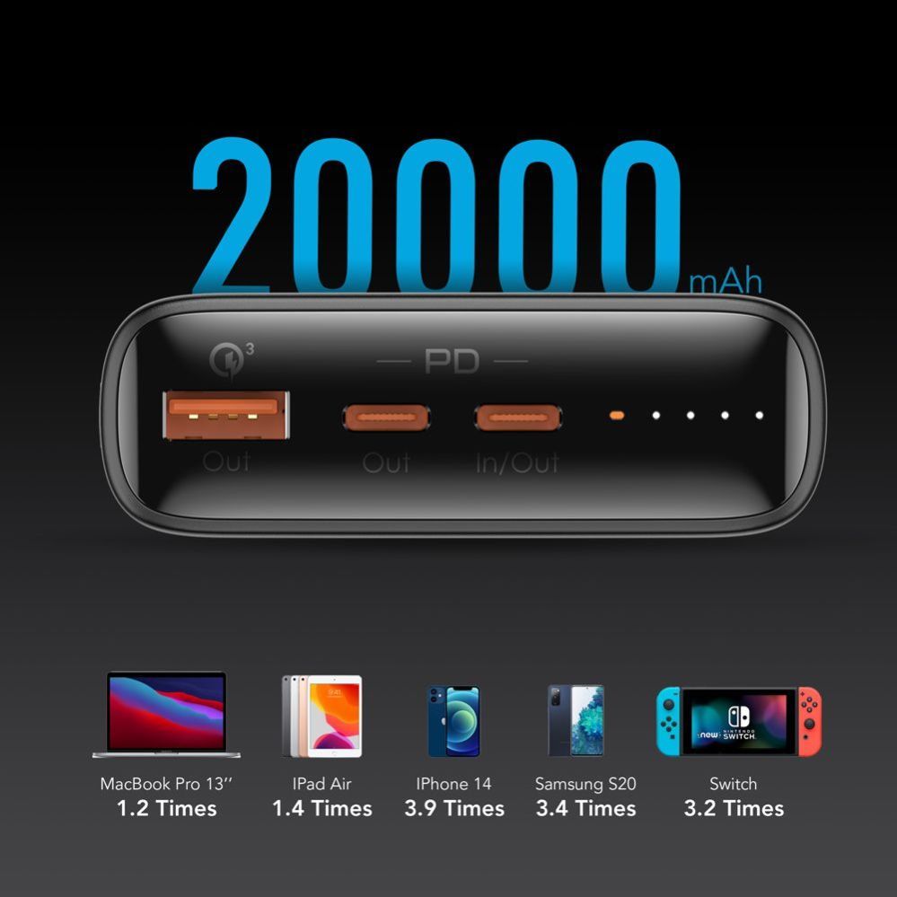 Power bank Veger  Powerbank Veger T100 (W2032C-100) PD QC3.0 5A 100W 20000 mAh black