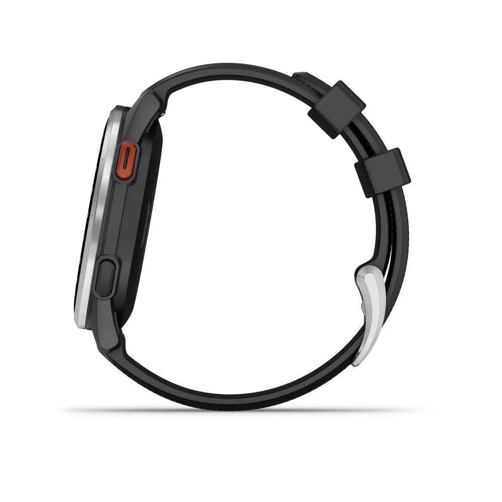 Nutikell Garmin  Approach S44 Silver Aluminium Bezel with Black Silicone Band