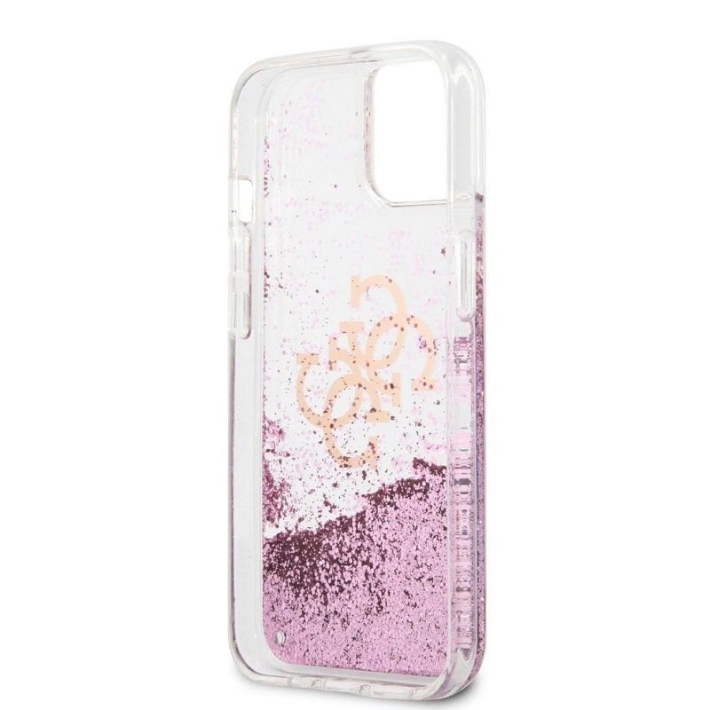 Back panel cover Guess  iPhone 13 Mini Liquid Glitter Pink Case Transparent