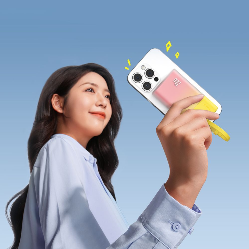Внешний аккумулятор Baseus  Baseus Popsicle 5200mAh 20W Powerbank with Built-in Lightning Cable (+ White Baseus Simple USB-C - USB-C 60W/20V/3A/30cm Cable) - Yellow-Pink